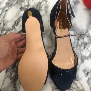 Xyd navy blue sequin high heels